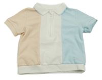 Bielo-světlemodro-pudrové polo tričko