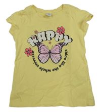 Žlté tričko s motýlkom Dopodopo