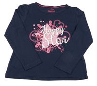 Tmavomodré tričko s ružovým potlačou Lupilu