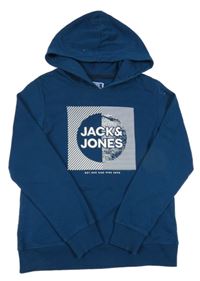 Petrolejová mikina s logem a kapucí Jack & Jones