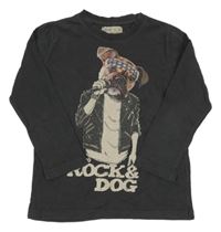 Tmavosivé tričko s psíkom Zara