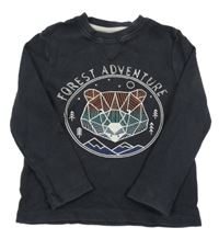 Antracitové rebrované tričko s medvěďom M&S