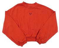 Červená crop mikina so srdcem H&M