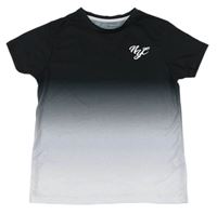 Čierno-biele ombré tričko s písmeny Primark