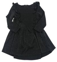 Čierne trblietavé šaty s volánikmi Nutmeg