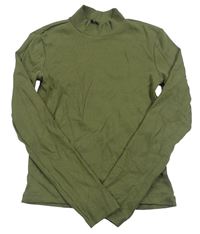 Khaki rebrované crop tričko Only