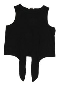 Čierny crop top s vázáním Shein