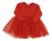 Červené šaty s třpytivou tylovou sukní H&M