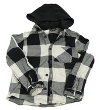 Černo-bílá kostkovaná košile s teplákovou kapucí Primark