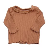 Broskvové rebrované tričko George