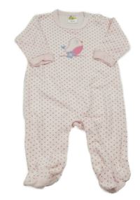 Svetloružový bodkovaná ý zamatový overal s vtáčikom Papagino