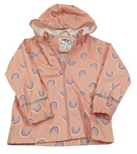 Ružová vodeodolná bunda s duhami a kapucňou Lupilu