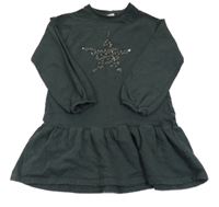 Antracitové teplákové šaty s hvězdou z kamínků Next