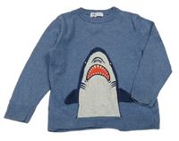 Modrý sveter so žralokom H&M