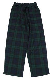 Tmavozeleno-tmavomodré kockované nohavice s opaskom H&M