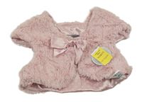 Nové - Ružové kožušinové podšité bolerko s mašlou Matalan