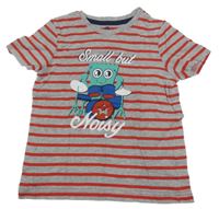 Sivo-červené pruhované tričko s príšerkou Lupilu