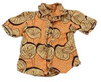 Oranžovo-béžovo-vínová vzorovaná košeľa