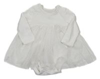 Bílé body s tylovou třpytivou sukní a 3D mašlí H&M