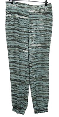 Dámské světlemodro-hnědé vzorované šifonové harémové kalhoty Atmosphere 