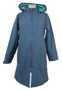 Nové - Dámsky modrý softshellový jarný kabát s kapucňou Kelly&Grace