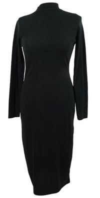 Dámské černé žebrované midi šaty 