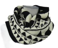 Dámský černo-bílý vzorovaný pletený nákrčník 
