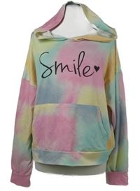 Dámska farebná batikovaná oversized crop mikina s nápisom a kapucňou Shein