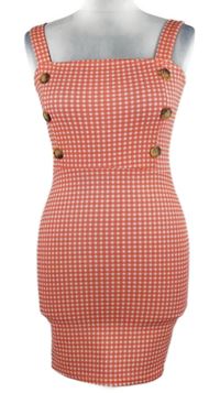 Dámske korálovo-biele kockované šaty