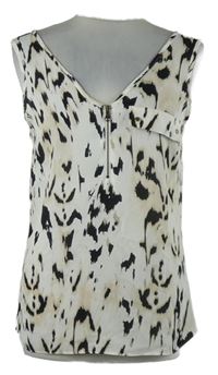 Dámský smetanovo-béžovo-černý vzorovaný halenkový top Dorothy Perkins