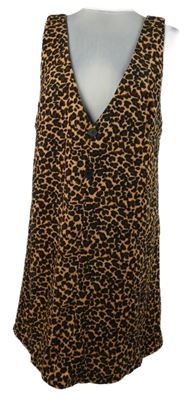 Dámské černo-hnědo-béžové vzorované manšestrové šaty Shein 