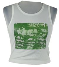 Dámsky biely crop top so zeleným potlačou Shein