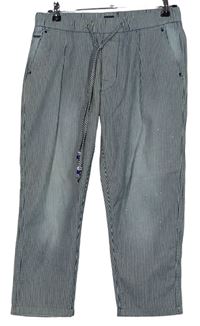 Dámske tmavomodro-biele prúžkované teplákové crop nohavice Pepe Jeans