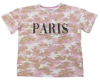 Ružovo-bielo-béžové army crop tričko s nápisom Matalan