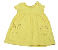 Žlté bavlnené šaty s králíčky F&F