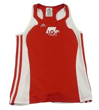 ČErveno-bílý sportovní funkční top s potiskem Adidas