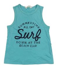 Azurové tielko s nápisom H&M