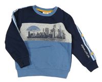 Tmavomodro-sivo-modrá mikina s městem kids