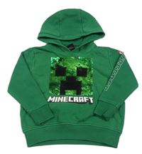 Zelená mikina s Minecraft z překlápěcích flitrů a kapucí Next
