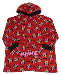 Červená chlpatá oversize mikina s Mickey Mousem a kapucňou Disney