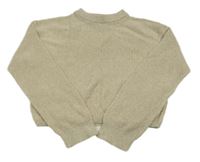 Béžový melírovaný crop sveter H&M
