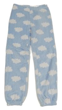 Světlemodré plyšové pyžamové kalhoty s mráčky H&M