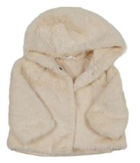 Světlerůžový chlupatý podšitý kabátek s kapucňou co cute