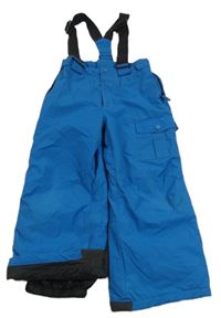 Modré šusťákové oteplovačky s kšadnami