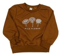 Hnedá mikina s kvietkami Shein