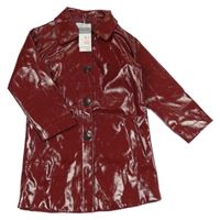 Nové - Vínová koženkový jarní kabát Primark