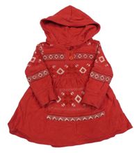 Červené vzorované bavlněné šaty s kapucí Next