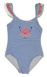 Modro-bílé pruhované plavky s melounem Pocopiano