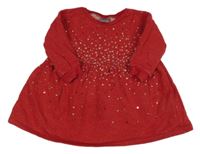 Červené teplákové trblietavé šaty Next