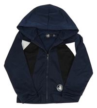 Tmavomodro-bielo-čierna športová prepínaci mikina s kapucňou